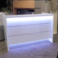 MDD VALDE Linear Reception Desk, White, with LED Lighted Front